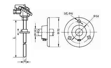 活动法兰安装整体钻孔热电阻 活动法兰安装整体钻孔热电阻