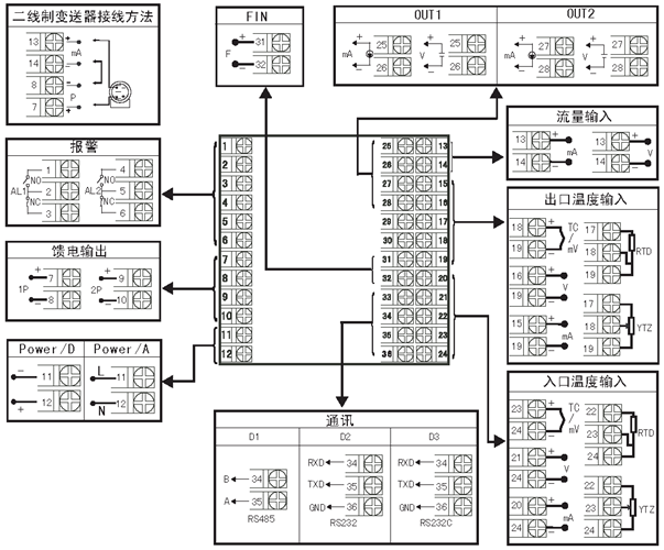 热量积算仪接线图 热量积算仪接线图