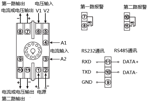 MGSPORT仪表可编程电量变送器接线图