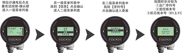 MGSPORT80G雷达物位计版本号查询方法 MGSPORT80G雷达物位计版本号查询方法
