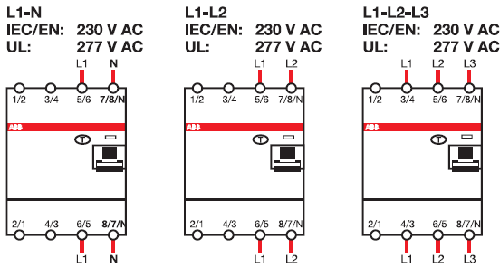 三相电路A、B、C或单相电路L-N接线时,开关最右边两极始终都接入电路,那么漏电保护和测试按钮功能都不会受到影响 三相电路A、B、C或单相电路L-N接线时,开关最右边两极始终都接入电路,那么漏电保护和测试按钮功能都不会受到影响